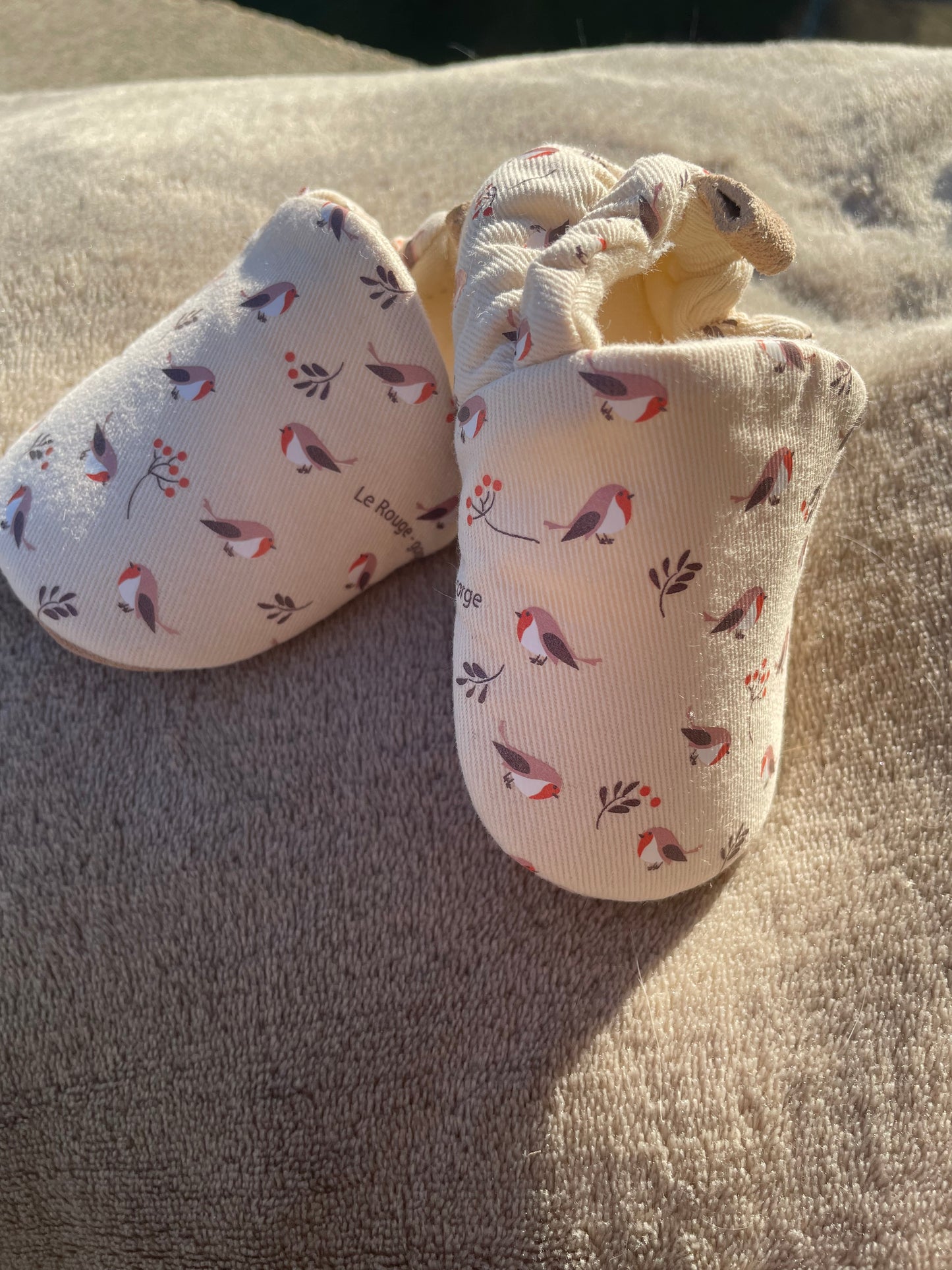 Chaussons en coton rouge-gorge 0-6mois