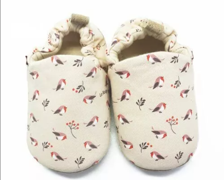 Chaussons en coton rouge-gorge 0-6mois