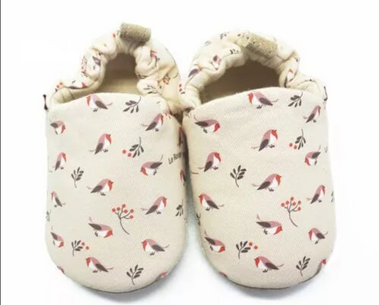 Chaussons en coton rouge-gorge 0-6mois